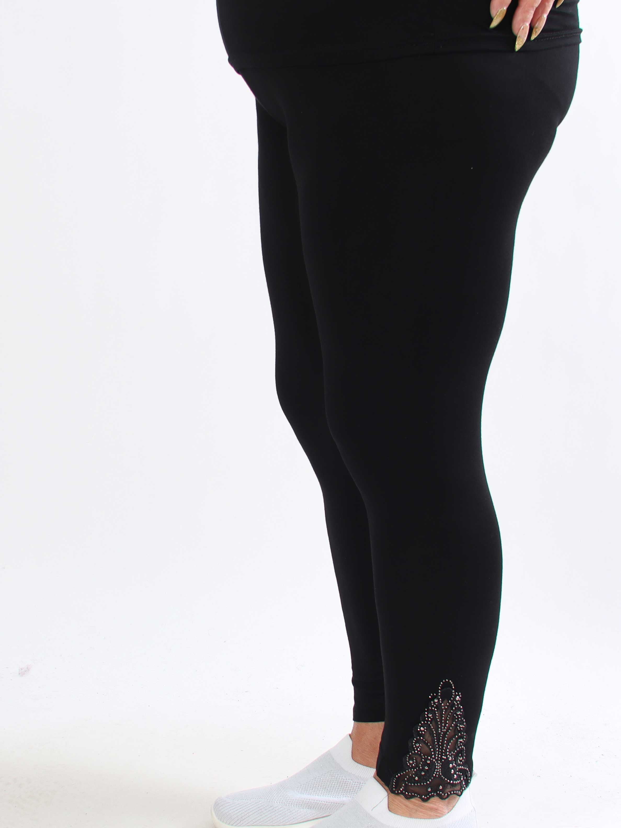 Jackie - Bløde leggings i viskose med blonde og similisten